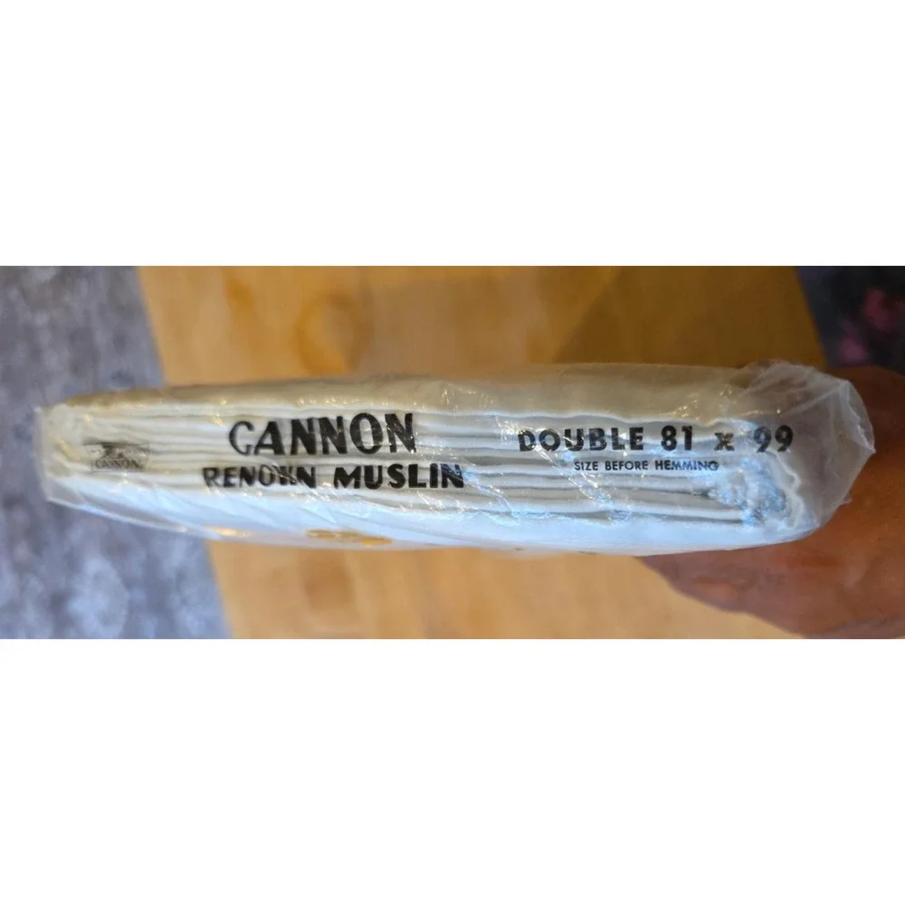Cannon Renown Double Flat Sheet 81x99 Vtg 60s NOS White Cotton Muslin Made USA